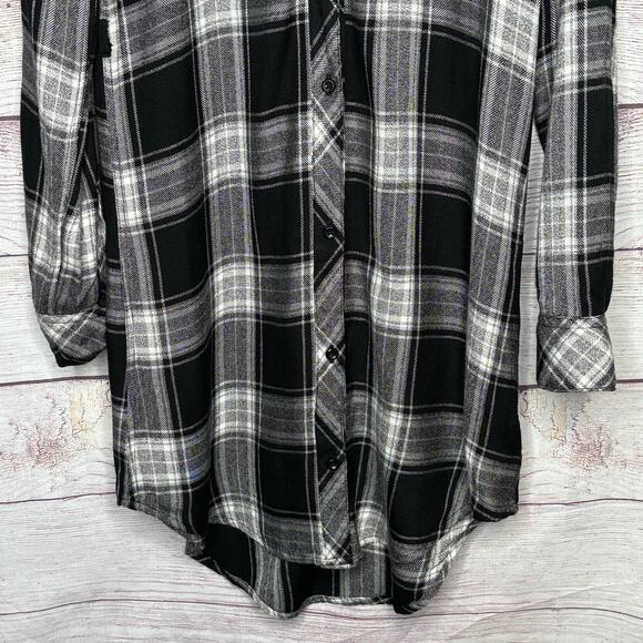 Rails Black & White Plaid Flannel Fall Autumn Button Down Shirt Dress Size XS - Picture 10 of 14
